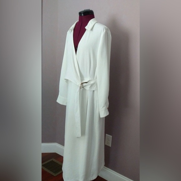 Zara Dresses & Skirts - Zara White Ivory Midi Wrap Dress NWT